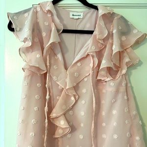 Pink Ruffle Neck Blouse.